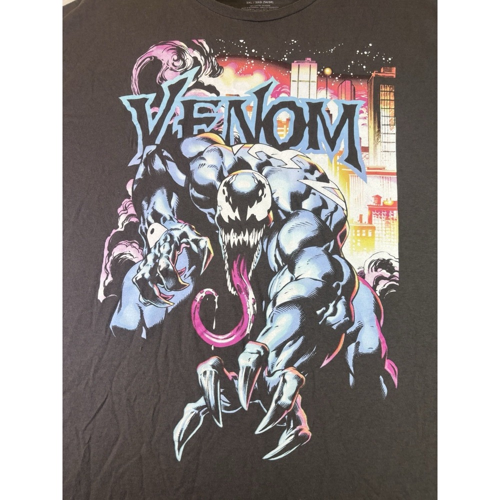 Marvel Venom Graphic T Shirt Mens 2XL Gray Short Sleeve Unisex Comics